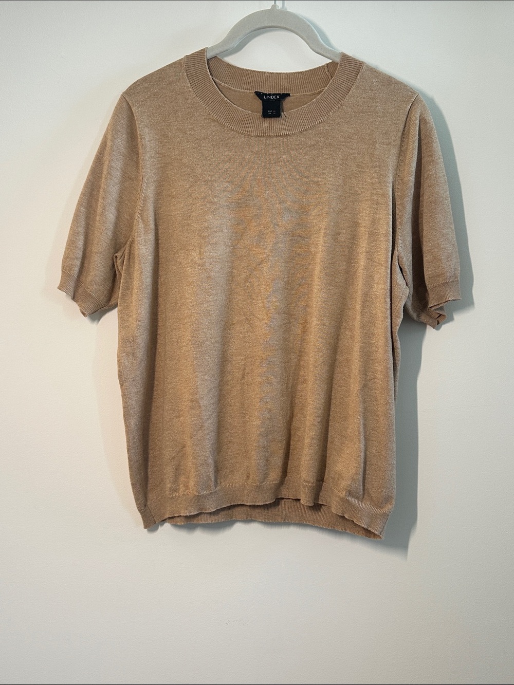 Lindex Women's Short Sleeve Crewneck Sweater - Tan